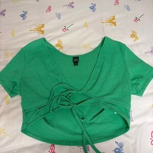 Wild Fable Green Tie-Front Crop Top